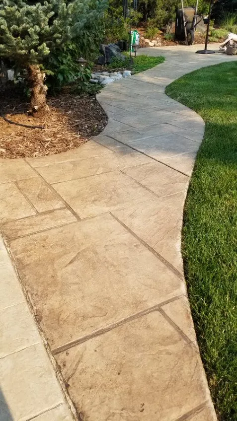 Custom Decks colored stamped concrete path aurora colorado Custom Decks colored stamped concrete path aurora colorado