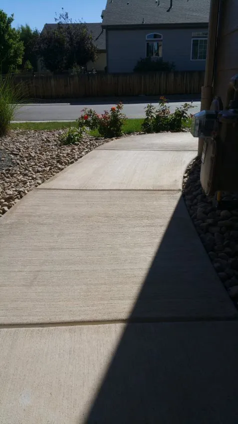Custom Decks standard grey broom finish concrete path denver colorado Custom Decks standard grey broom finish concrete path denver colorado