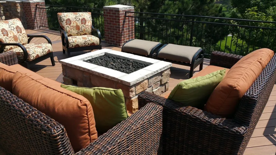 Custom Decks simple 4 wide square fire pit Lone Tree Colorado